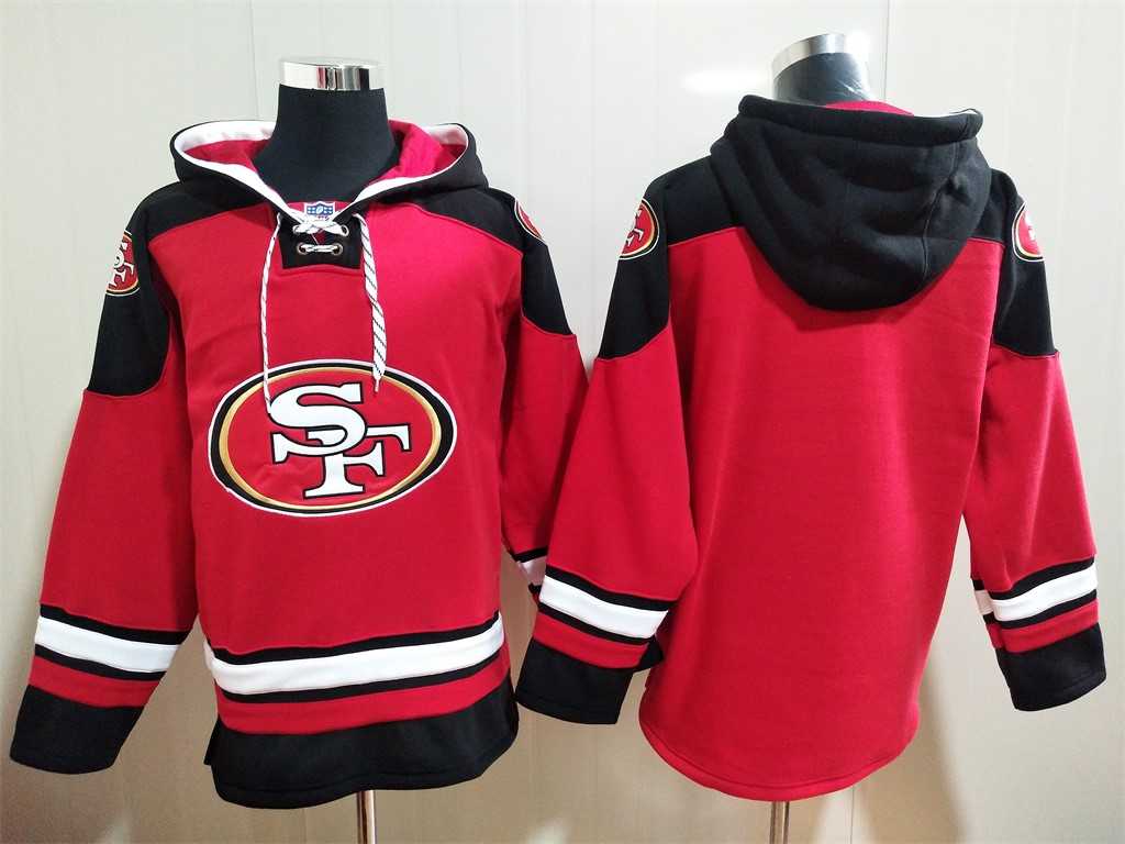 Mens San Francisco 49ers Custom Red Team Color New NFL Hoodie